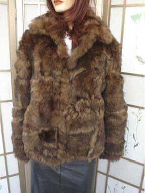 *~BRAND NEW BROWN LAMB SHEEP FUR JACKET COAT WOMEN WOMAN SIZE 4-6 PETITE